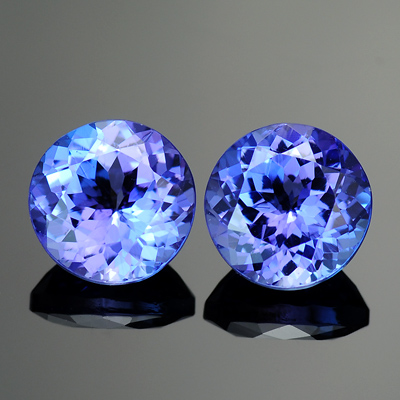 Круглые танзаниты - пара 2.55 Ct